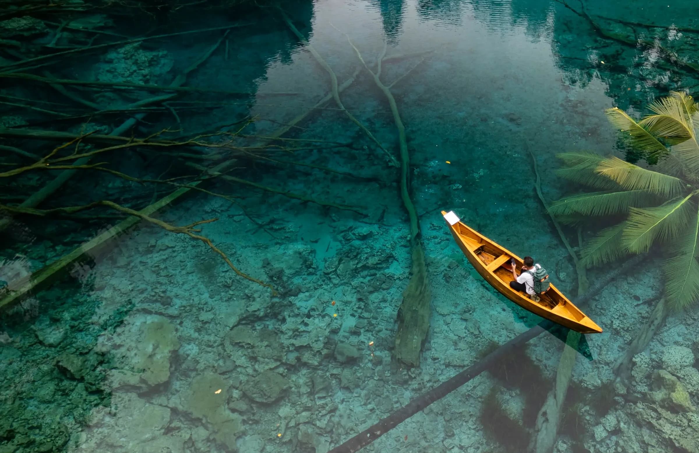 Mini on a canoe in Starlink’s travel photography.